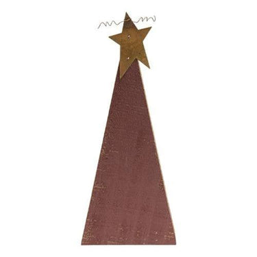 3 Set Distressed Rustic Wood Red Christmas Trees - The Fox Decor